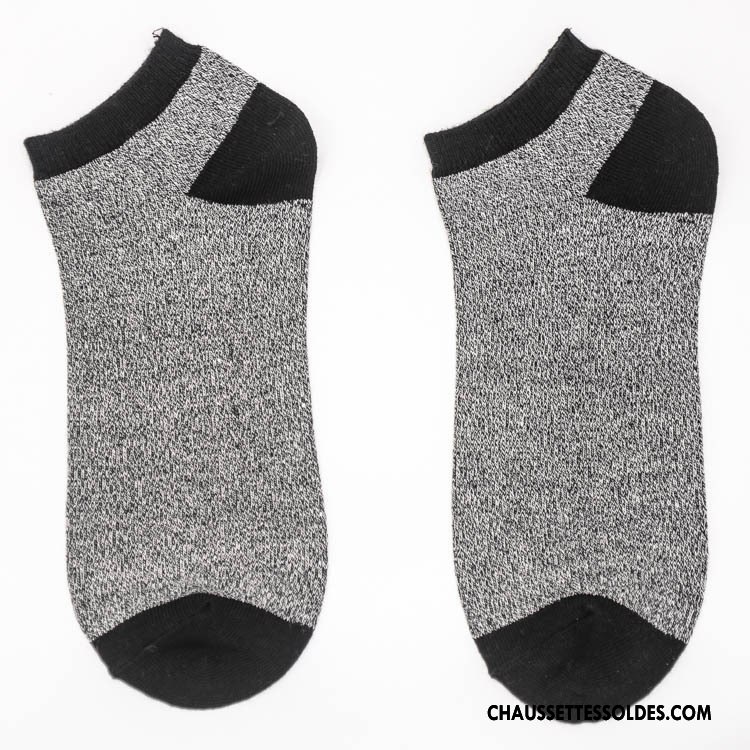 Chaussette Basse Homme 100% Coton Tendance Bouche Libre Coton Bio Style National Chaussette Basse Coupée Pure Gris