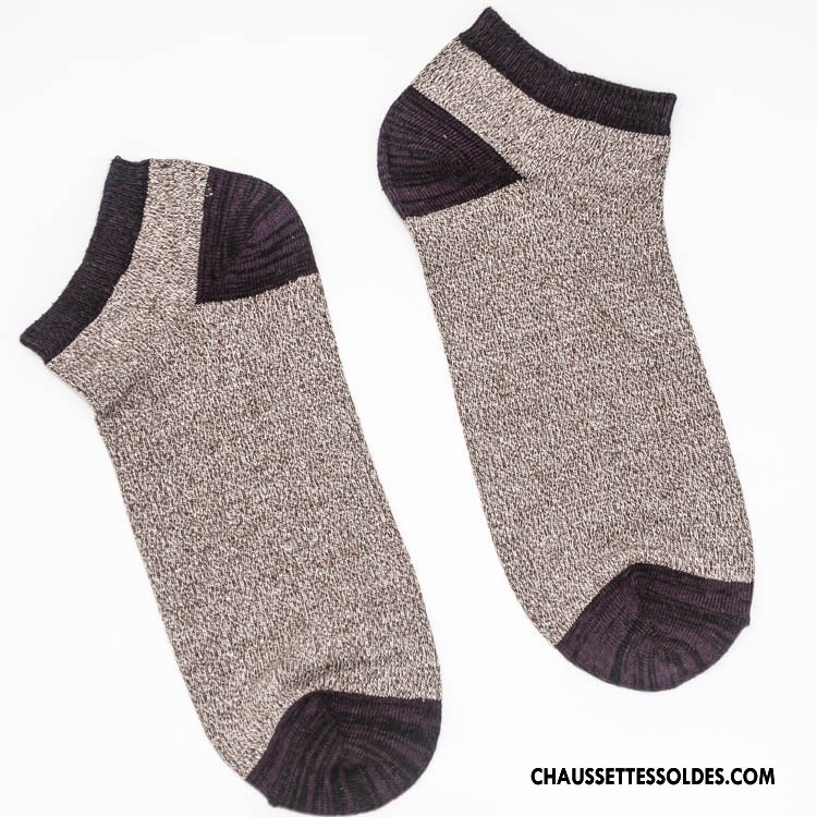 Chaussette Basse Homme 100% Coton Tendance Bouche Libre Coton Bio Style National Chaussette Basse Coupée Pure Gris