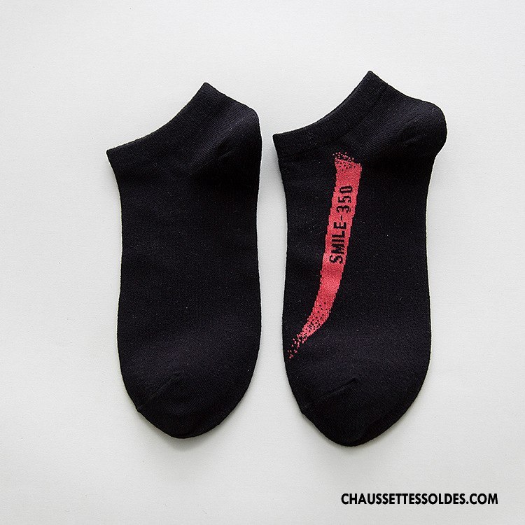 Chaussette Basse Homme Absorber La Sueur Mouvement Respirant Chaussettes En Coton Printemps Court Rouge