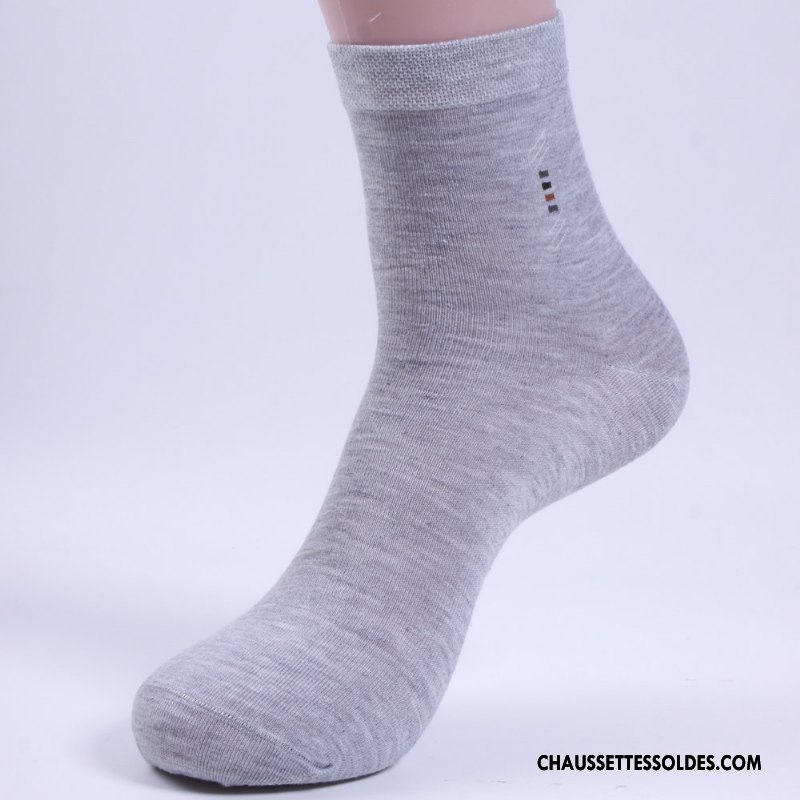 Chaussette Basse Homme Anti-odeur De Travail Casual Chaussettes En Coton Milieu Marque Bleu