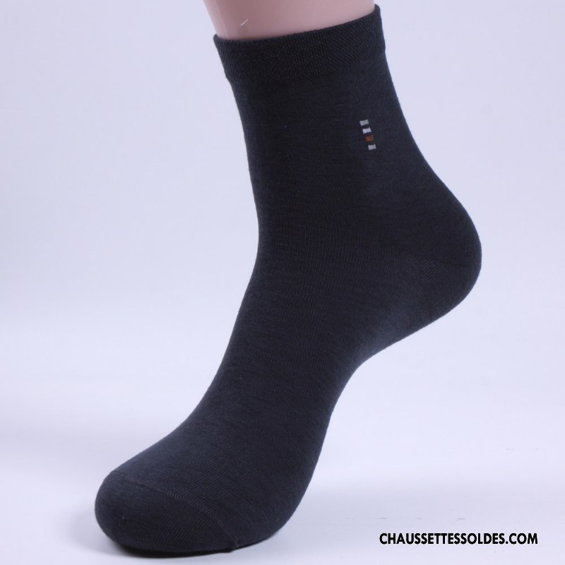 Chaussette Basse Homme Anti-odeur De Travail Casual Chaussettes En Coton Milieu Marque Bleu
