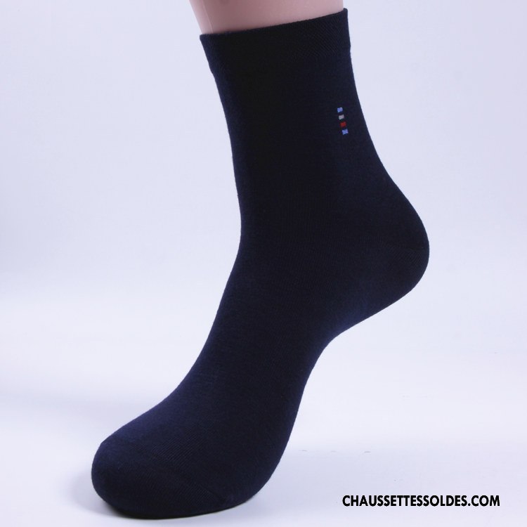 Chaussette Basse Homme Anti-odeur De Travail Casual Chaussettes En Coton Milieu Marque Bleu