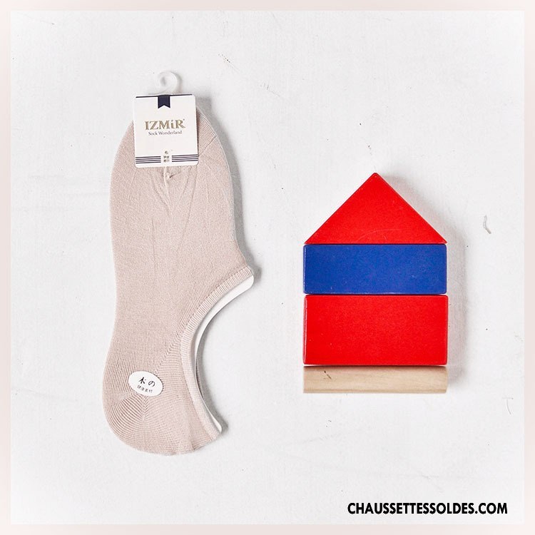 Chaussette Basse Homme Bois Chaussette Courte Chaussette Basse Coupée Antidérapant Légère Silicone Couleurs De Bonbons Pure Rose