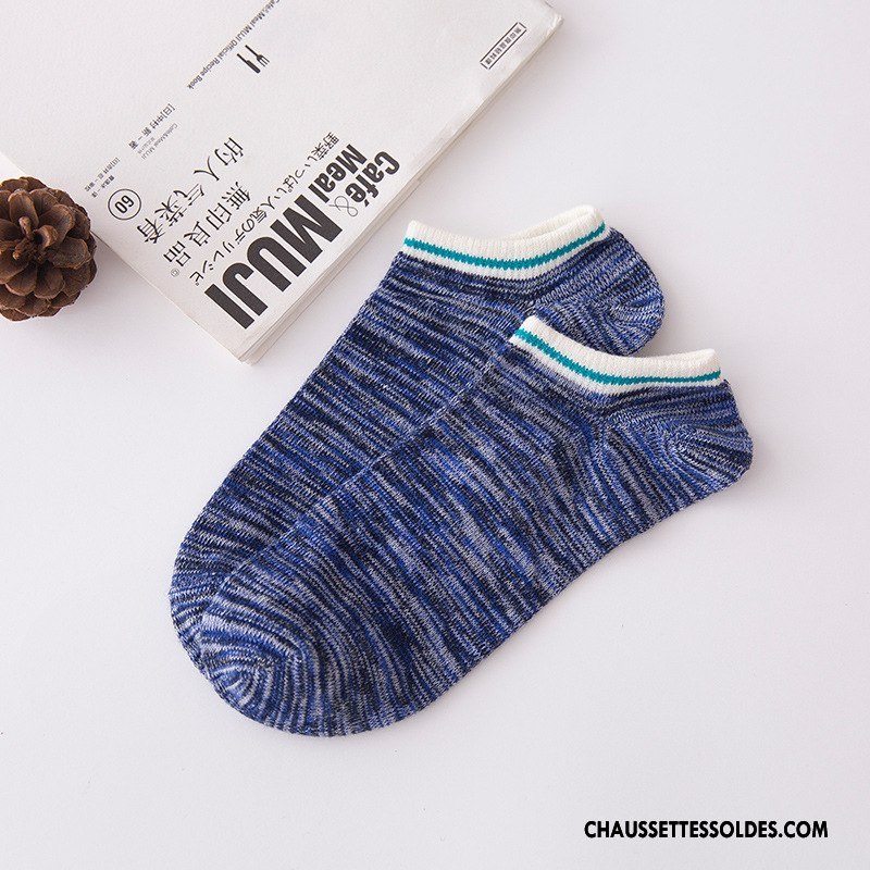 Chaussette Basse Homme Casual 100% Coton Rayé Chaussette Basse Coupée L'automne Rétro Bordeaux