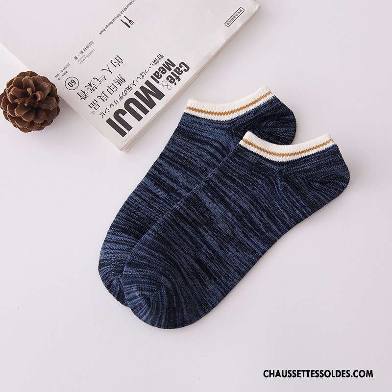 Chaussette Basse Homme Casual 100% Coton Rayé Chaussette Basse Coupée L'automne Rétro Bordeaux