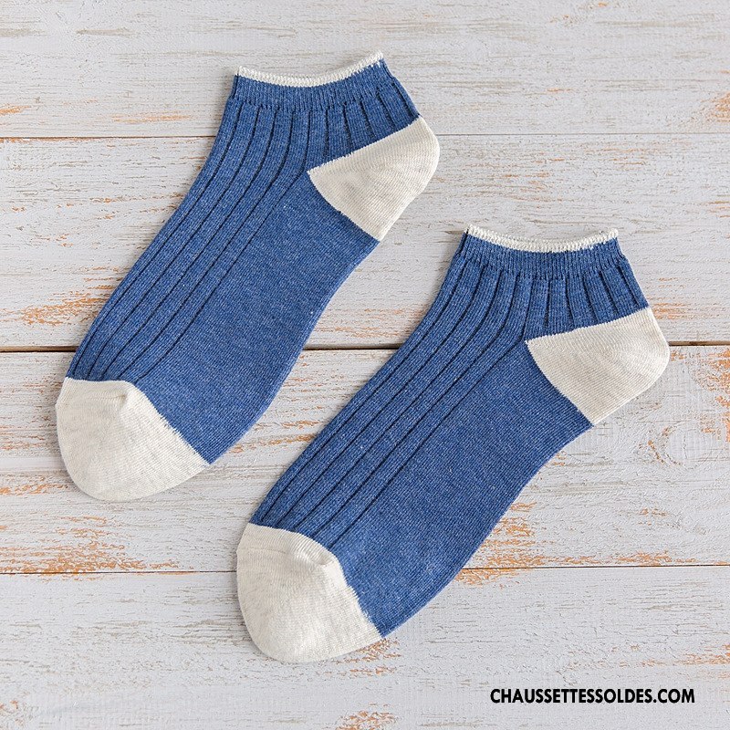 Chaussette Basse Homme Casual De Travail Été Printemps Nouvelles Arrivées Rayé Pure Bleu