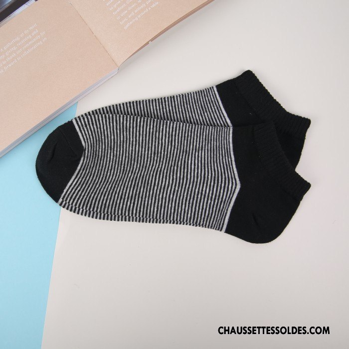 Chaussette Basse Homme Casual Rayé Coton Bio Chaussette Basse Coupée Matelassé Toutes Les Saisons Bleu