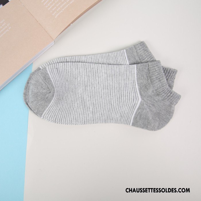 Chaussette Basse Homme Casual Rayé Coton Bio Chaussette Basse Coupée Matelassé Toutes Les Saisons Bleu