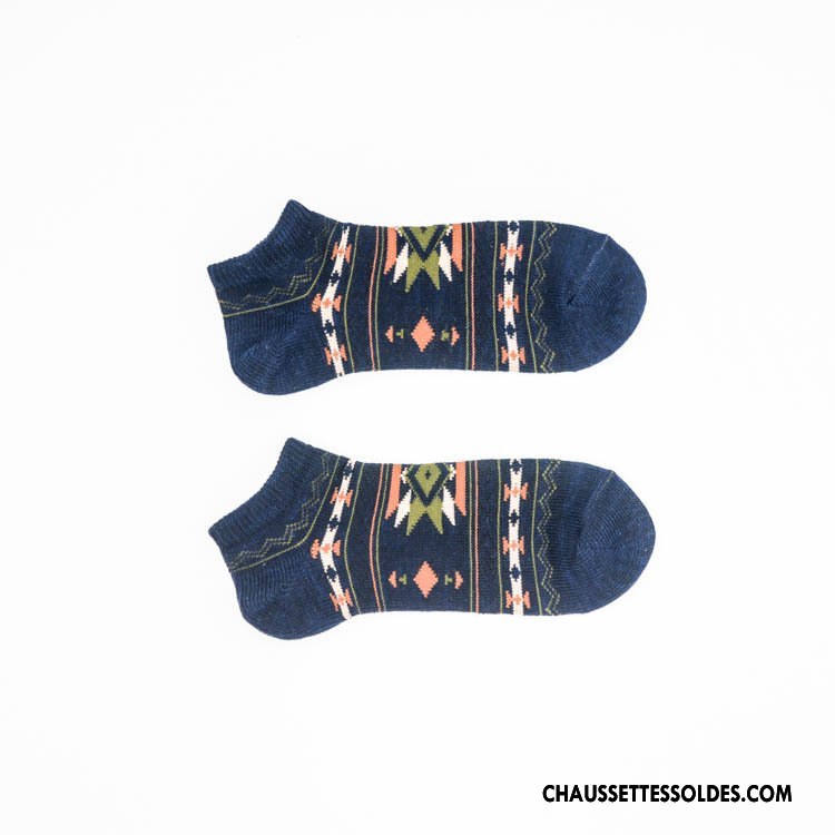 Chaussette Basse Homme Chaussette Basse Coupée 100% Coton Rétro Tendance Style National Manuel Jaune Clair