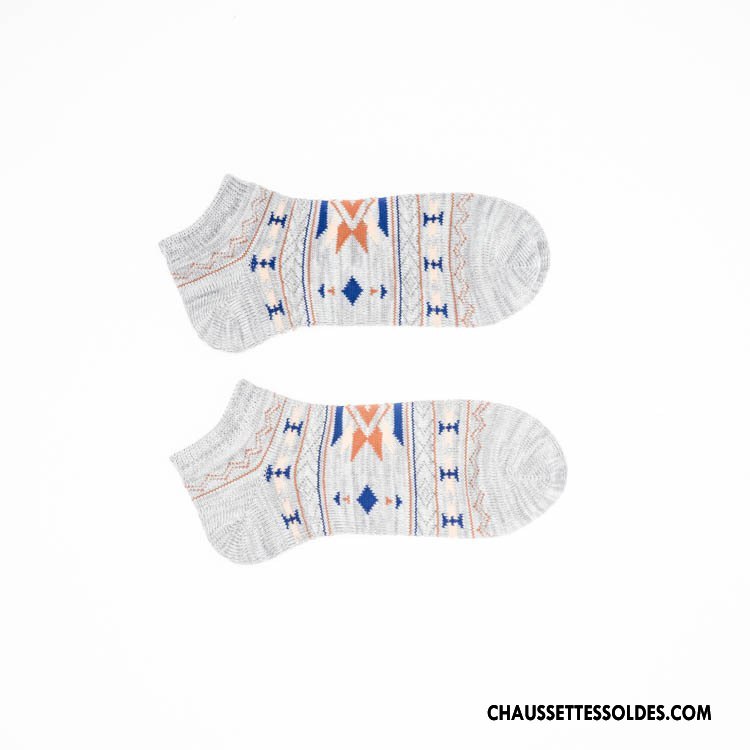 Chaussette Basse Homme Chaussette Basse Coupée 100% Coton Rétro Tendance Style National Manuel Jaune Clair