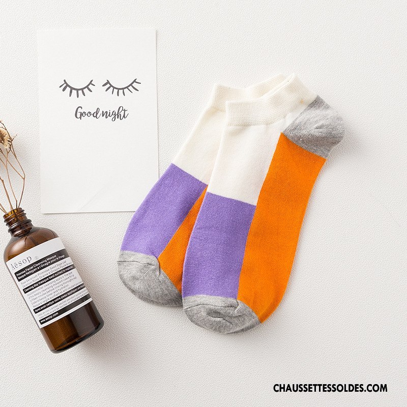 Chaussette Basse Homme Chaussette Basse Coupée 100% Coton Été Le Nouveau Chaussette Courte Invisible Couleurs Mixtes Coloré