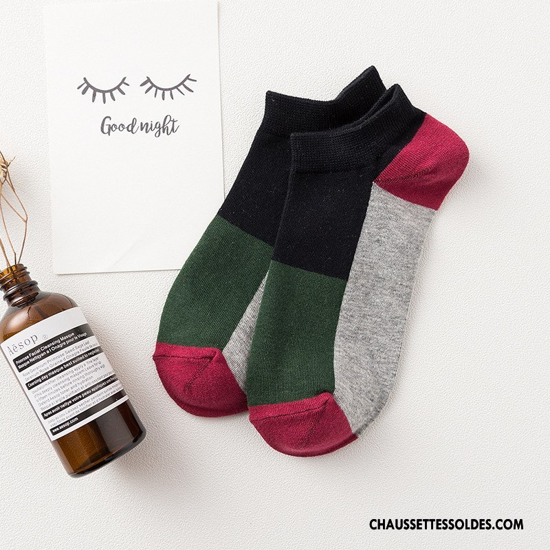 Chaussette Basse Homme Chaussette Basse Coupée 100% Coton Été Le Nouveau Chaussette Courte Invisible Couleurs Mixtes Coloré