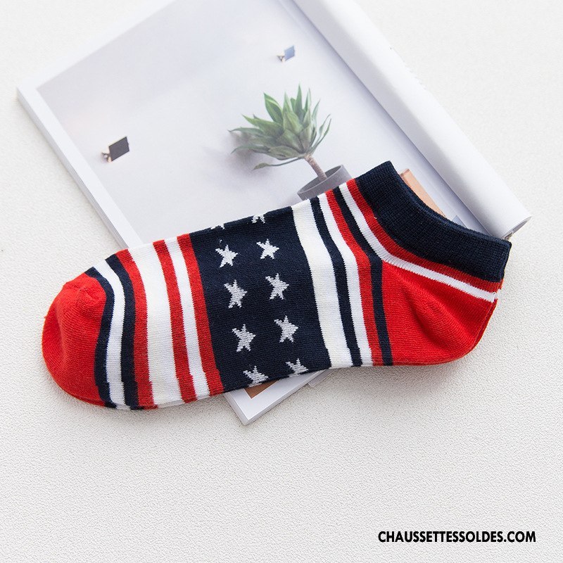 Chaussette Basse Homme Chaussette Basse Coupée Coton Bio Été Légère Chaussette Courte Casual Rouge