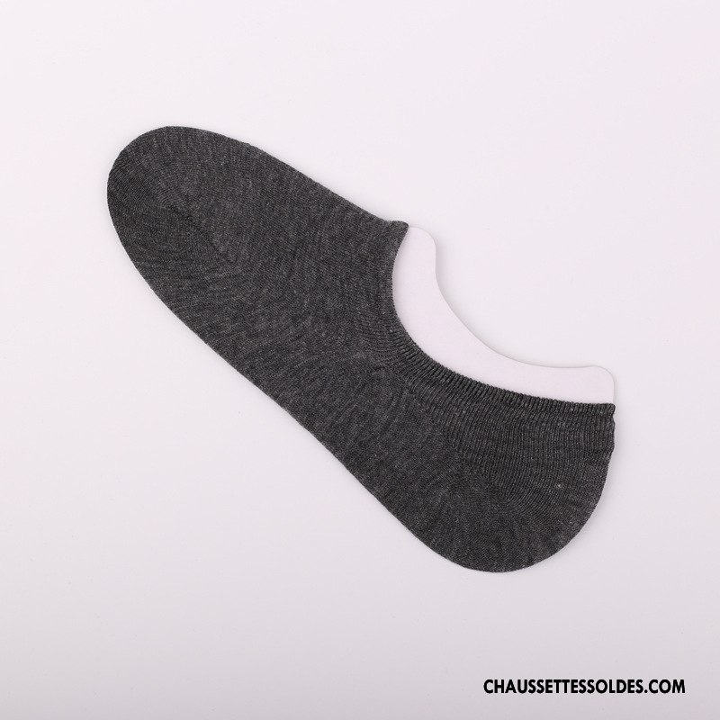 Chaussette Basse Homme Chaussette Basse Coupée Invisible Chaussettes En Coton Antidérapant Légère Rayé Noir
