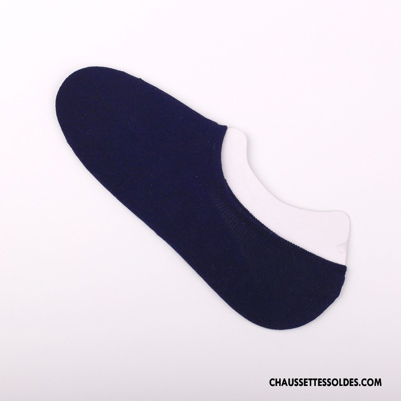 Chaussette Basse Homme Chaussette Basse Coupée Invisible Chaussettes En Coton Antidérapant Légère Rayé Noir