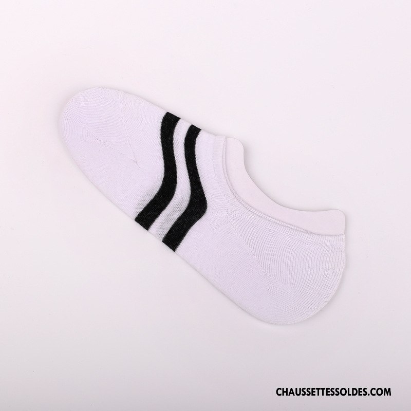 Chaussette Basse Homme Chaussette Basse Coupée Invisible Chaussettes En Coton Antidérapant Légère Rayé Noir
