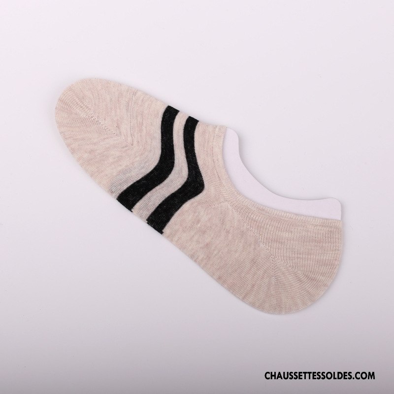 Chaussette Basse Homme Chaussette Basse Coupée Invisible Chaussettes En Coton Antidérapant Légère Rayé Noir