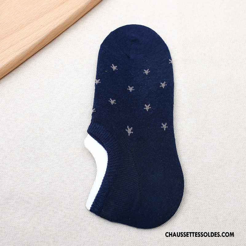 Chaussette Basse Homme Chaussette Basse Coupée Le Nouveau Chaussettes En Coton Rayé Invisible Bleu Marin Bleu