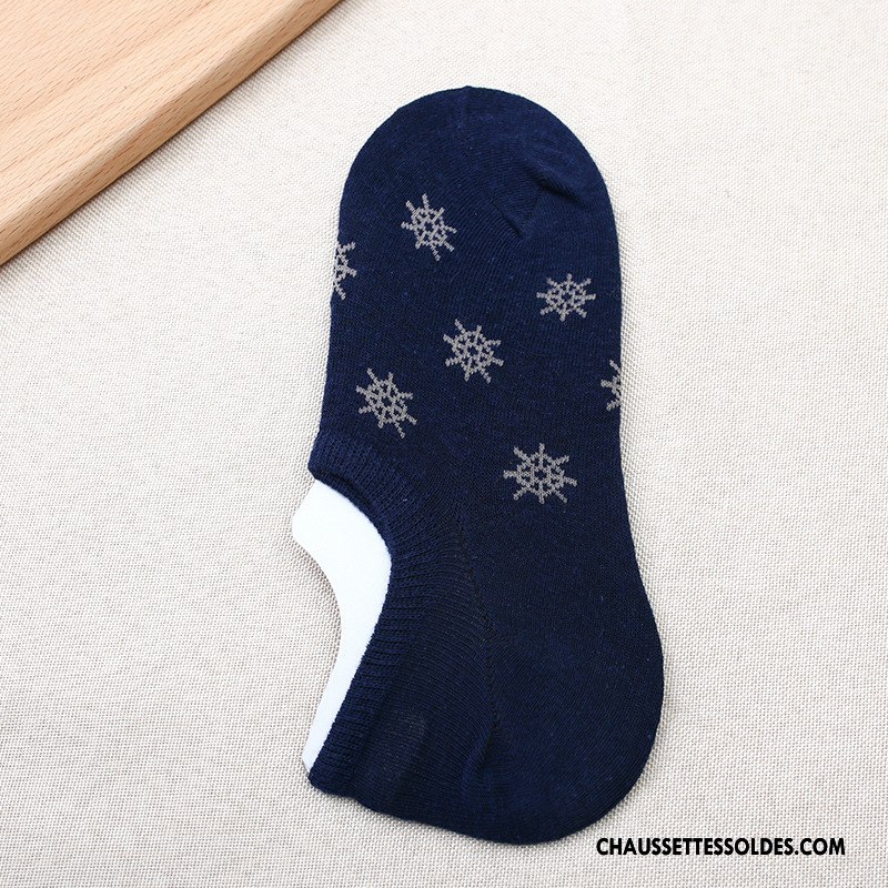 Chaussette Basse Homme Chaussette Basse Coupée Le Nouveau Chaussettes En Coton Rayé Invisible Bleu Marin Bleu