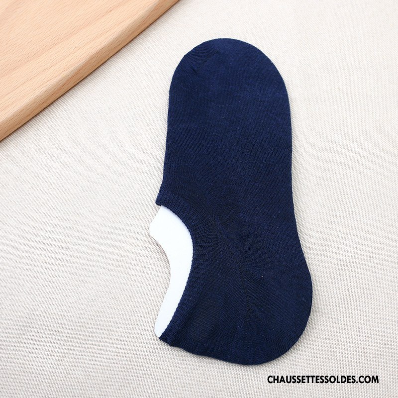 Chaussette Basse Homme Chaussette Basse Coupée Le Nouveau Chaussettes En Coton Rayé Invisible Bleu Marin Bleu