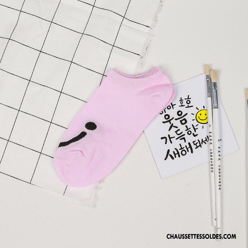 Chaussette Basse Homme Chaussette Basse Coupée Printemps Souriant Été Mouvement Chaussettes En Coton Rose