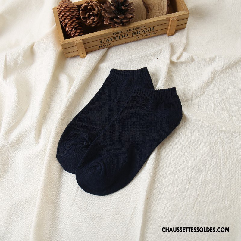 Chaussette Basse Homme Chaussette Basse Coupée Respirant Été Légère Mouvement Chaussette Courte Pure Blanc Noir Clair