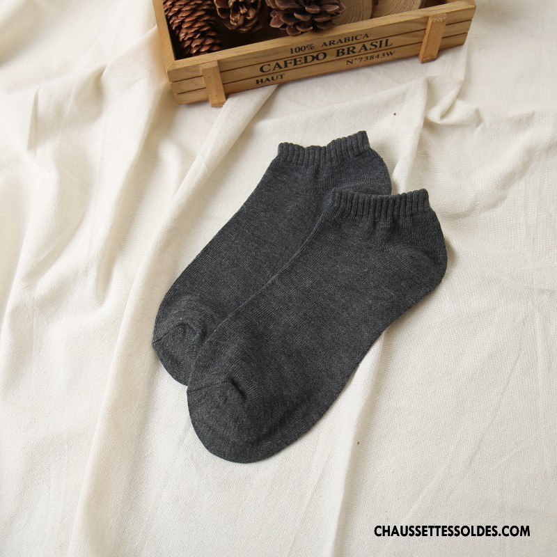Chaussette Basse Homme Chaussette Basse Coupée Respirant Été Légère Mouvement Chaussette Courte Pure Blanc Noir Clair