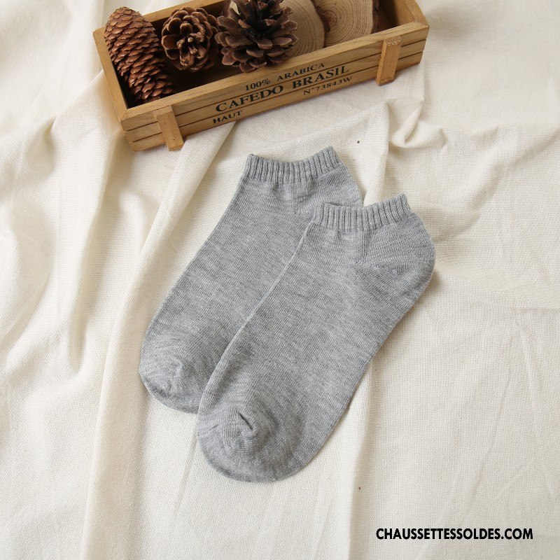 Chaussette Basse Homme Chaussette Basse Coupée Respirant Été Légère Mouvement Chaussette Courte Pure Blanc Noir Clair