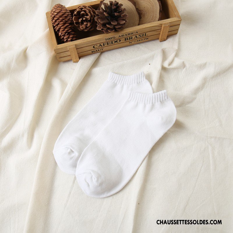 Chaussette Basse Homme Chaussette Basse Coupée Respirant Été Légère Mouvement Chaussette Courte Pure Blanc Noir Clair