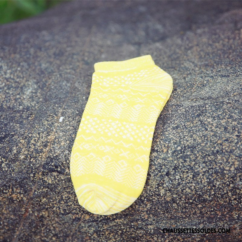 Chaussette Basse Homme Chaussette Basse Coupée Été Casual Respirant Créatif Le Nouveau Jaune Clair