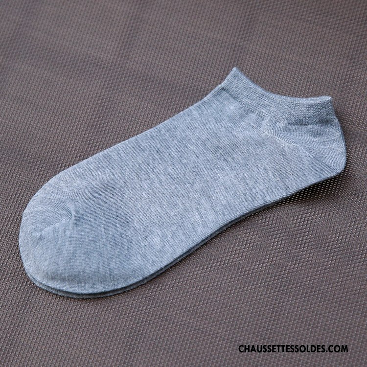 Chaussette Basse Homme Chaussette Basse Coupée Été Coton Tous Les Assortis Court Pure Gris