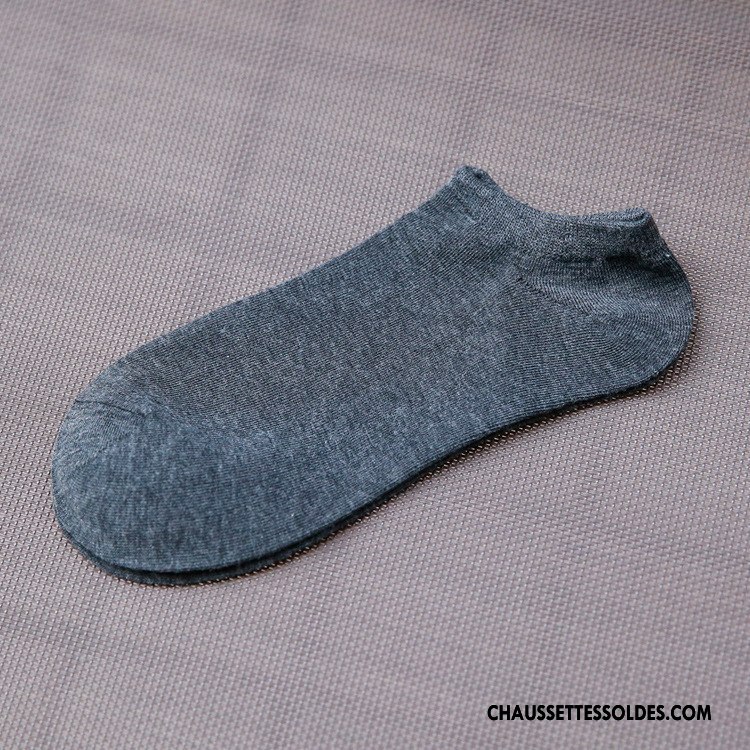 Chaussette Basse Homme Chaussette Basse Coupée Été Coton Tous Les Assortis Court Pure Gris