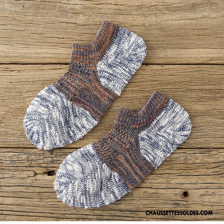 Chaussette Basse Homme Chaussette Basse Coupée Été Renforcé Rétro Courte 100% Coton Gris