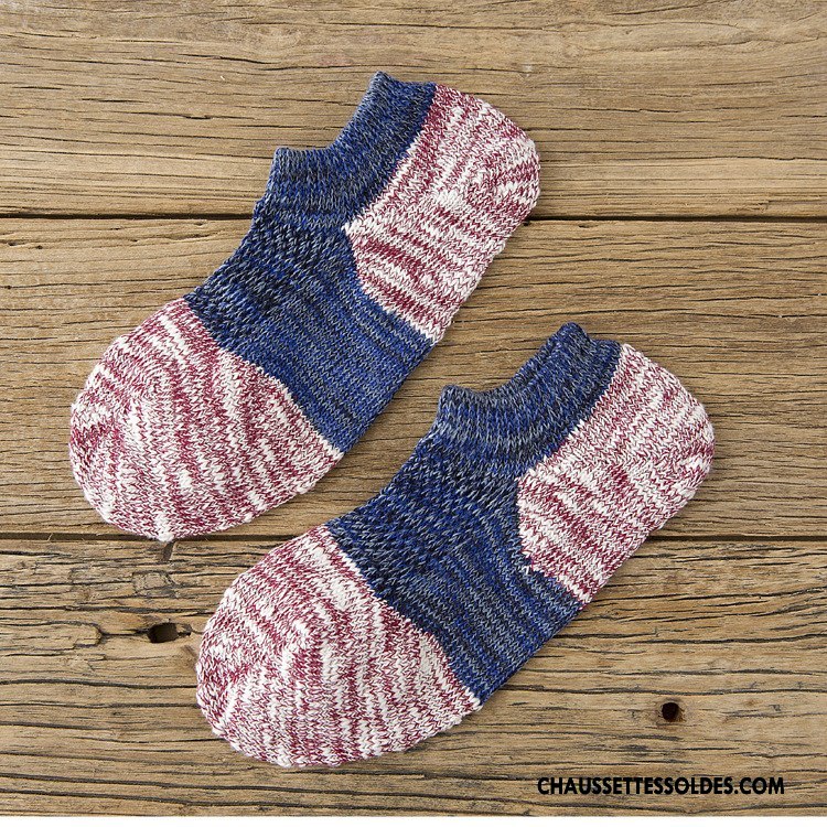 Chaussette Basse Homme Chaussette Basse Coupée Été Renforcé Rétro Courte 100% Coton Gris