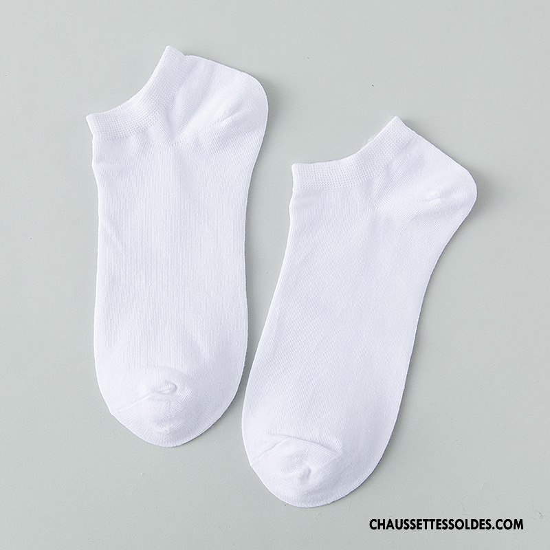 Chaussette Basse Homme Chaussette Courte Chaussette Basse Coupée Printemps Coton Bio Été Respirant Pure Blanc Clair
