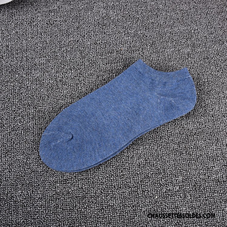 Chaussette Basse Homme Chaussette Courte Coton Bio Chaussette Basse Coupée Printemps Casual Absorber La Sueur Bleu Clair