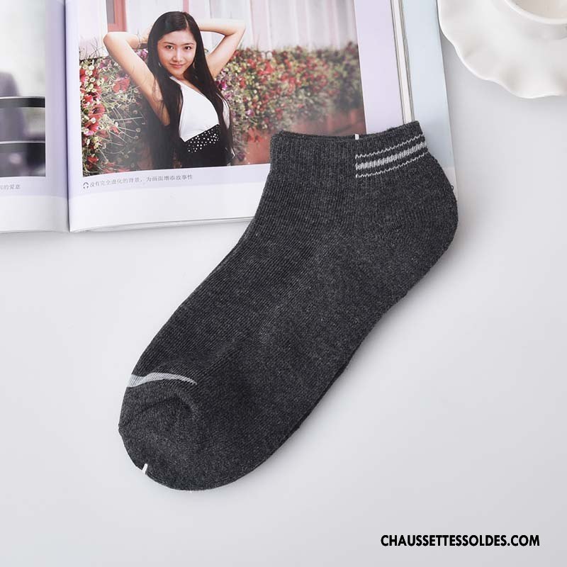 Chaussette Basse Homme Chaussette Courte Coton Bio Chaussette Basse Coupée Terry Confortable Rayé Gris Clair