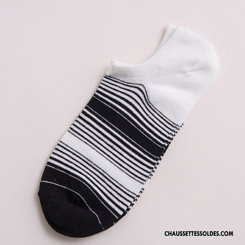 Chaussette Basse Homme Classique Courte Casual Chaussette Basse Coupée 100% Coton Pure Blanc Noir