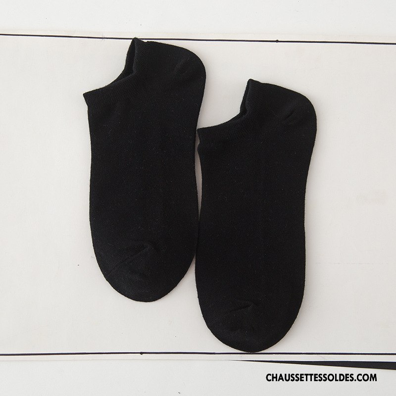 Chaussette Basse Homme Classique Hiver Casual 100% Coton L'automne Anti-odeur Pure Noir