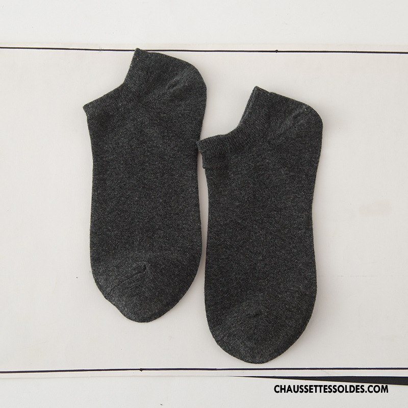 Chaussette Basse Homme Classique Hiver Casual 100% Coton L'automne Anti-odeur Pure Noir