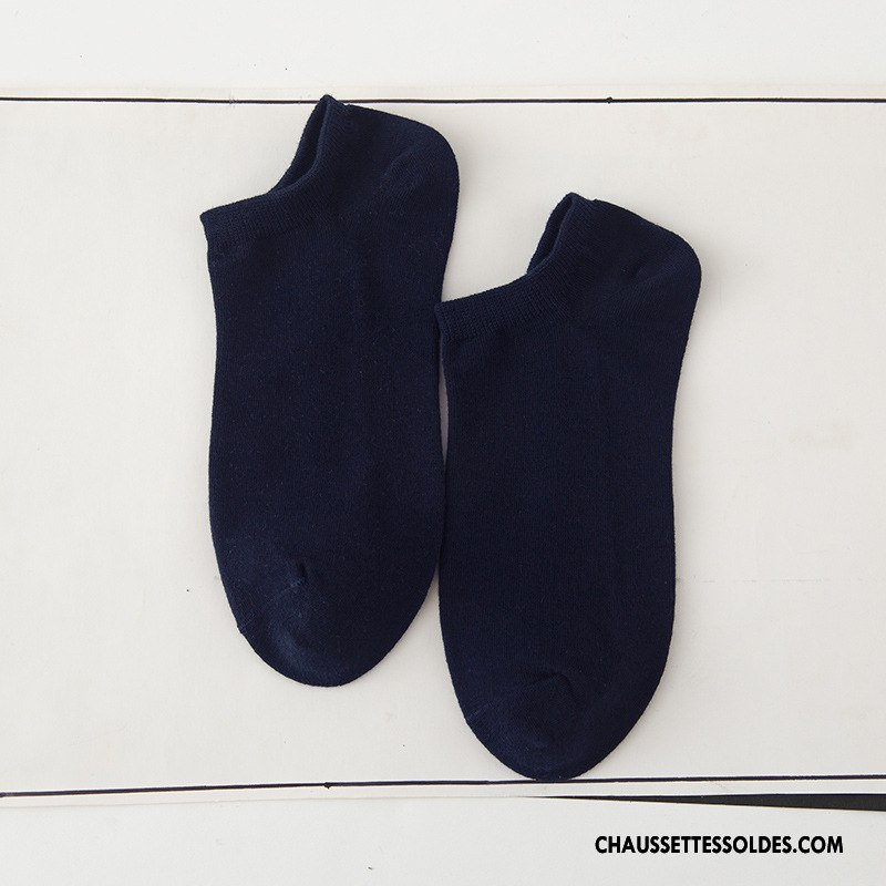 Chaussette Basse Homme Classique Hiver Casual 100% Coton L'automne Anti-odeur Pure Noir