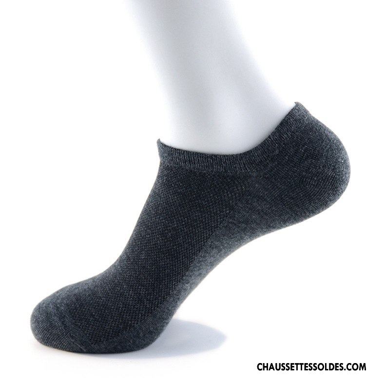 Chaussette Basse Homme Coton Bio Tendance Casual Mouvement Chaussette Basse Coupée Classique Pure Noir Clair
