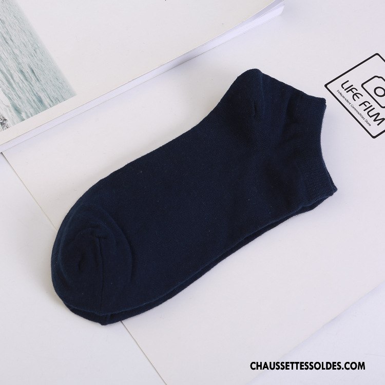 Chaussette Basse Homme Courte Anti-odeur 100% Coton Chaussette Basse Coupée Été Matelassé Pure Gris