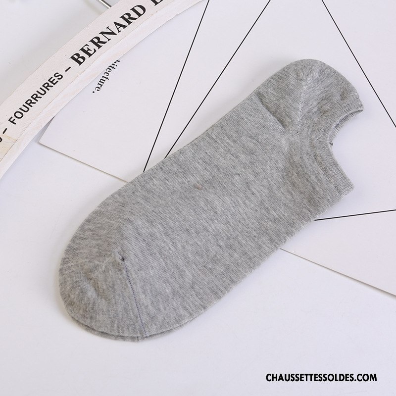 Chaussette Basse Homme Courte Chaussette Courte Chaussette Basse Coupée Invisible Confortable 100% Coton Pure Gris Clair