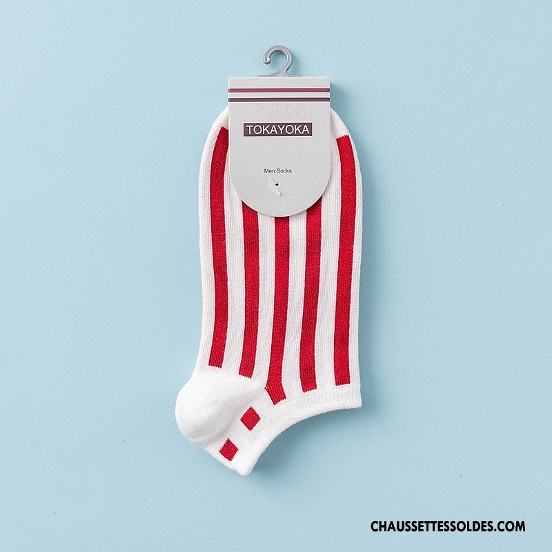 Chaussette Basse Homme Haute Qualité Rayé Coton Bio Chaussette Basse Coupée Livraison Gratuite Vent D'université Blanc Noir