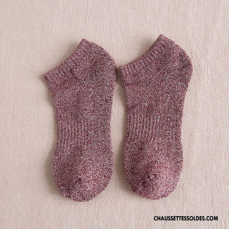 Chaussette Basse Homme Hiver Terry Respirant Chaussette Basse Coupée Thermiques Renforcé Jaune
