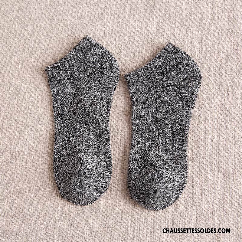 Chaussette Basse Homme Hiver Terry Respirant Chaussette Basse Coupée Thermiques Renforcé Jaune