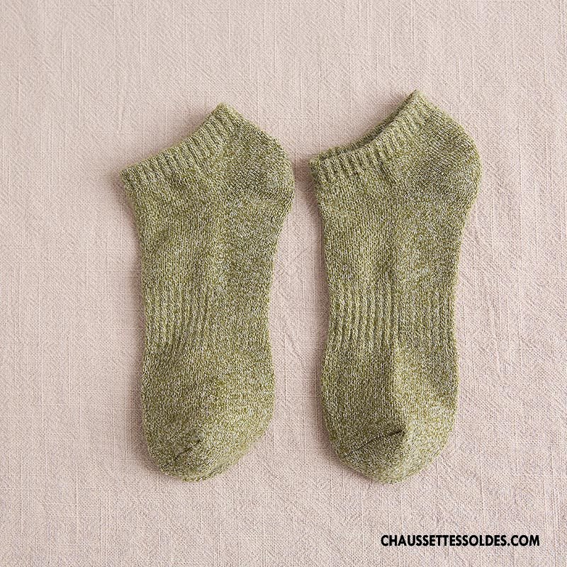Chaussette Basse Homme Hiver Terry Respirant Chaussette Basse Coupée Thermiques Renforcé Jaune