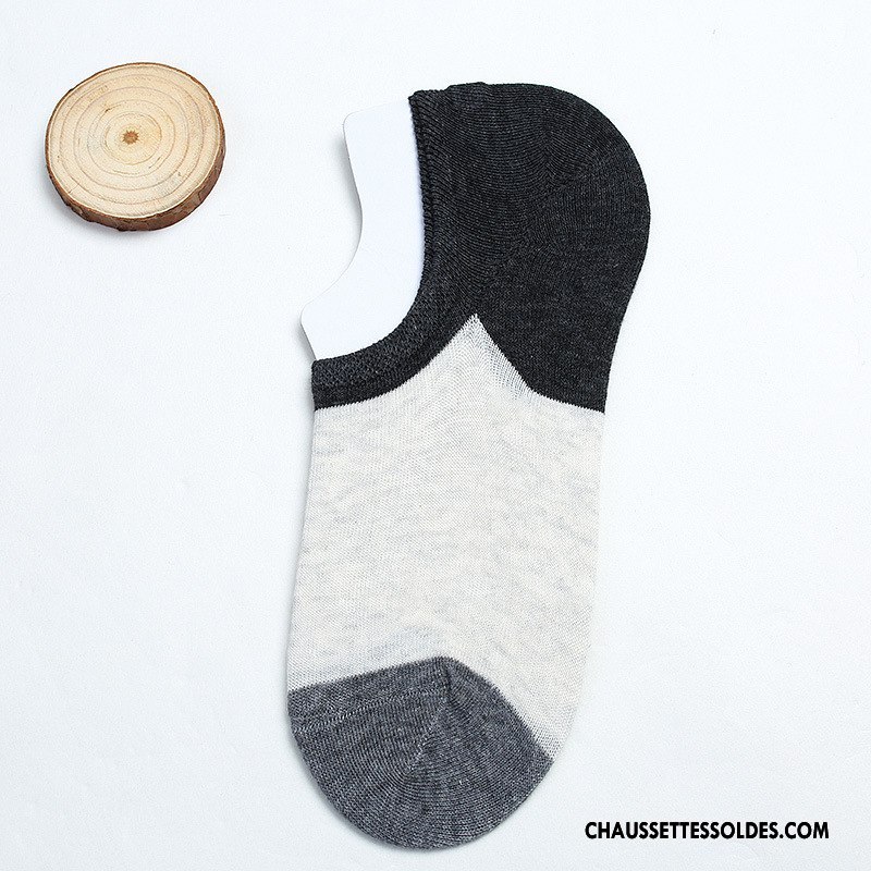 Chaussette Basse Homme Invisible 100% Coton Été Printemps Le Nouveau Casual Couleurs Mixtes Blanc