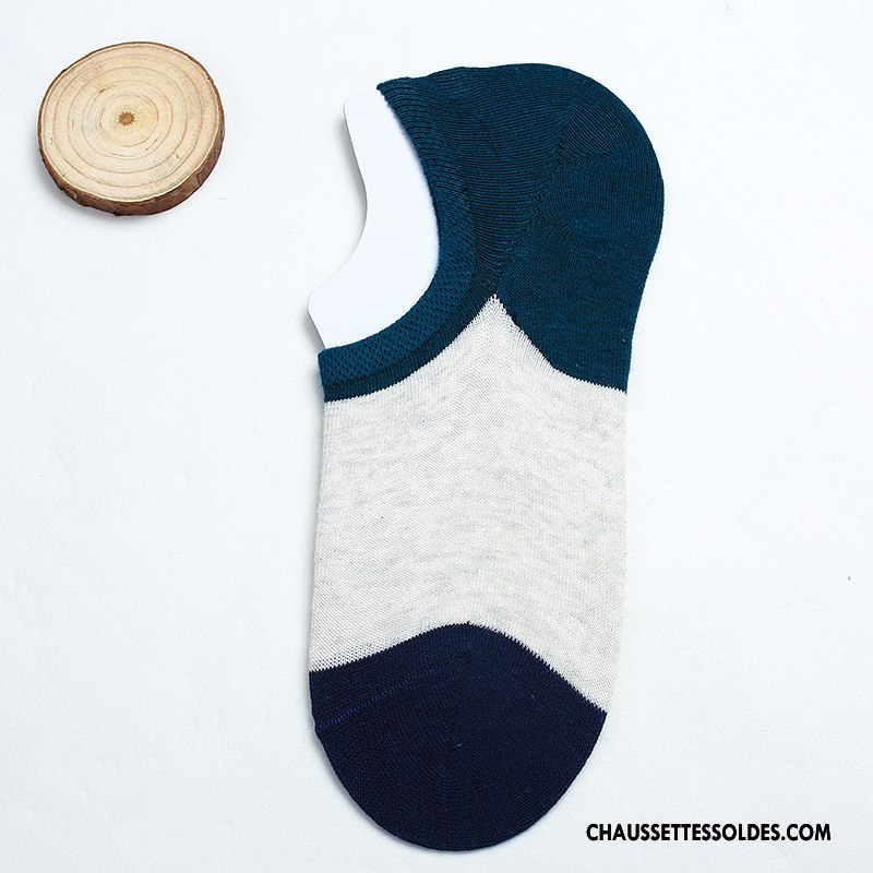 Chaussette Basse Homme Invisible 100% Coton Été Printemps Le Nouveau Casual Couleurs Mixtes Blanc